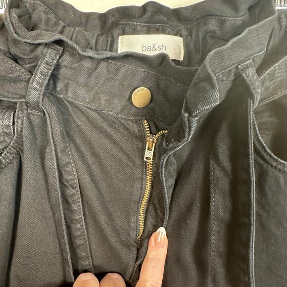 Ba&sh Womens Jalia Cropped High Rise Tapered Leg Jeans in Black Size 3 / US 8 - Picture 11 of 16